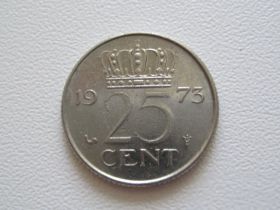 Нідерланди Нидерланды ^/--/^ Нидерланды 25 центов 1973 года 9521 ^_^^^ Нідерланди 25 центів 1973 9521 - фото фото фото