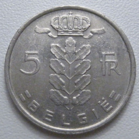 Бельгія Бельгия ^/--/^ Бельгія 5 франків 1977 року Belgie 42867 ^_^^^ Бельгия 5 франков 1977 года Belgie 42867 - фото фото фото