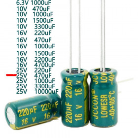 Конденсатори Конденсаторы ^/--/^ Aluminum Electrolytic Capacitor 25 /--/ V 470 /--/ UF 105 /--/ C Low Esr Алюминий электролитический конденсатор 25 /--/ В 470 мкФ 1 шт ^_^^^ Aluminum Electrolytic Capacitor 25 /--/ V 470 /--/ UF 105 /--/ C Low Esr Алюміній електролітичний конденсатор 25 /--/ В 470 мкФ 1 шт - фото фото фото