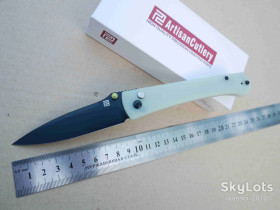 Ножі, мультітули Ножи, мультитулы ^/--/^ Artisan Andromeda 1856 /--/ P-BNTG, AR-RPM /--/ 9 steel, G /--/ 10 olive, Caged Ceramic Ball Bearing, Outdoor, Tactical, EDC, Button Lock - фото фото фото