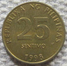 Філіппіни Филиппины ^/--/^ Филиппины 25 сентаво 1998 года 12509 ^_^^^ Філіппіни 25 сентаво 1998 12509 - фото фото фото