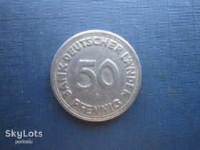 НДР, ФРН ГДР, ФРГ ^/--/^ Монета 50 пфенігів Німеччина ФРН 1949 F ^_^^^ Монета 50 пфеннигов Германия ФРГ 1949 F - фото фото фото