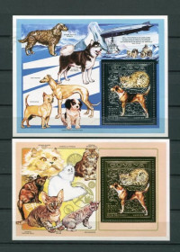Фауна Фауна ^/--/^ Гвиана Guyana 1993 Mi  Bl 374-75 Dogs &amp;amp; Cats GOLD &amp;amp; SILVER S-S MNH ^_^^^ Гвіана Guyana 1993 Mi Bl 374-75 Dogs &amp;amp; Cats GOLD &amp;amp; SILVER S-S MNH - фото фото фото