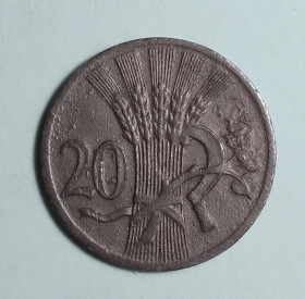 Чехословаччина Чехословакия ^/--/^ Богемия и Моравия 20 геллеров 1941 ^_^^^ Богемія і Моравія 20 геллерів 1941 - фото фото фото