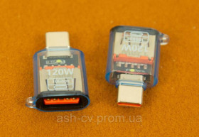 Інше Другое ^/--/^ Адаптер, перехідник, Type C, тато, USB, мама, 120 W, 10 Gb, Blue, 1 шт ^_^^^ Адаптер, переходник, Type C, папа, USB, мама, 120 W, 10 Gb, Blue, 1 шт - фото фото фото