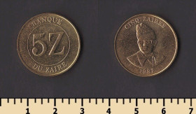 Інші країни Другие страны ^/--/^ Заир 5 заиров 1987 ^_^^^ Заїр 5 заїрів 1987 - фото фото фото