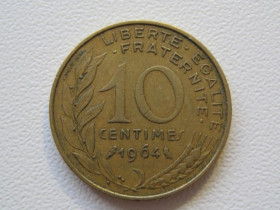 Франція Франция ^/--/^ Франция 10 сантимов 1964 года 35852 ^_^^^ Франція 10 сантимів 1964 35852 - фото фото фото