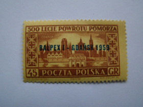 Польща Польша ^/--/^ Польша, Михель, Польша 2019, 1118, Филвыставка &amp;quot;BALPEX I, Гданьск 1959&amp;quot;  (надпечатка на №873). ^_^^^ Польща, Міхель, Польща 2019, 1118, Філвиставка &amp;quot;BALPEX I, Гданськ 1959 &amp;quot; (надрук на No /--/ 873). - фото фото фото