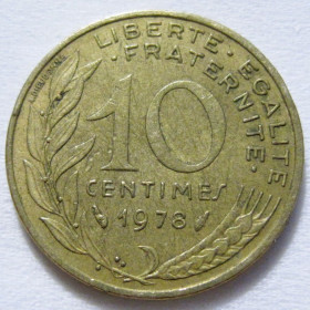 Франція Франция ^/--/^ Франція 10 сантимів 1978 року #6 /--/ П /--/ 1338 ^_^^^ Франция 10 сантимов 1978 года #6 /--/ П /--/ 1338 - фото фото фото