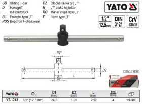 Викрутки Отвертки ^/--/^ Вороток тип-T квадрат 1/2 L-255 мм YATO YT-1243 ^_^^^ Вороток тип-T квадрат 1/2&amp;quot; L-255 мм YATO YT-1243 - фото фото фото