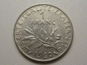 Франція Франция ^/--/^ Франция 1 франк 1960 года 37989 ^_^^^ Франція 1 франк 1960 року 37989 - фото фото фото