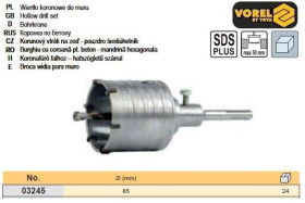 Свердла Сверла ^/--/^ Коронка по бетону 65 мм SDS+ VOREL-03245 ^_^^^ Коронка по бетону Польща 65 мм SDS+ VOREL-03245 - фото фото фото