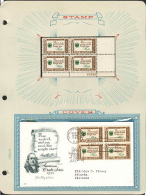 Північна Америка Северная Америка ^/--/^ США 1960  г - квартблок MNH + КПД  ХМК с квартблоком  - кредо ^_^^^ США 1960 - квартблок MNH + ККД ХМК з квартблоком - кредо - фото фото фото