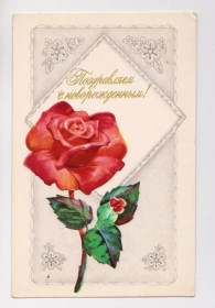 СРСР СССР ^/--/^ ПОЗДРАВЛЯЕМ С НОВОРОЖДЕННЫМ - РОЗА  1977 г.  АЛЕКСАНДРОВ  чистая  ^_^^^ Вітаємо з новим - Різа 1977 р. Олександрів чиста - фото фото фото