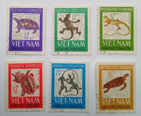В'єтнам Вьетнам ^/--/^ Северный Вьетнам 1966 Рептилии, гашеные ^_^^^ Північний В'єтнам 1966 Рептилії, гашені - фото фото фото