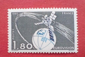Освоєння космосу Освоение космоса ^/--/^ Франция France 1980 Space Mi 2191 Eurovision Satellite  MNH ^_^^^ Франція 1980 Space Mi 2191 Eurovision Satellite MNH - фото фото фото
