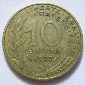 Франція Франция ^/--/^ Франція 10 сантимів 1977 року #6 /--/ П /--/ 1336 ^_^^^ Франция 10 сантимов 1977 года #6 /--/ П /--/ 1336 - фото фото фото