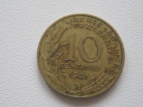 Франція Франция ^/--/^ Франция 10 сантимов 1981 года #15947 ^_^^^ Франція 10 сантимів 1981 року #15947 - фото фото фото