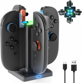 Інші аксесуари Другие аксессуары ^/--/^ HeysTop Switch 2 Charging Dock — чорна стильна док-станція для одночасного заряджання чотирьох контролерів Joy-Con *80094 ^_^^^ HeysTop Switch 2 Charging Dock — черная стильная док-станция для одновременного заряжания четырех контроллеров Joy-Con*80094 - фото