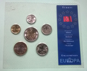 Туреччина Турция ^/--/^ Набор монет ТУРЦИЯ пластик блистер запайка набір Туреччина ^_^^^ Набор монет Турция пластик блистер запайка набор Турция - фото фото фото