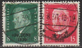 Веймарська республіка Веймарская республика ^/--/^ 1930 - Німеччина - Рейнланд - надруки Mi.444-45 _2,40 € ^_^^^ 1930 - Германия - Рейнланд - напечати Mi.444-45 _2,40 € - фото фото фото