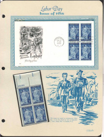 Північна Америка Северная Америка ^/--/^ США 1956  г - квартблок MNH + КПД  ХМК с квартблоком  -  труд ^_^^^ 1956 — квартблок MNH + ККД ХМК з квартблоком — праця - фото фото фото