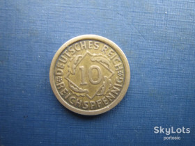 Веймарська республіка (-) Веймарская республика (-) ^/--/^ Монета 10 пфенігів Німеччина 1925 F ^_^^^ Монета 10 пфеннигов Германия 1925 F - фото фото фото