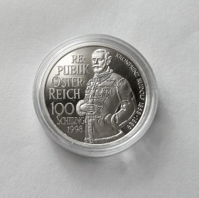 Австрія Австрия ^/--/^ 100 ШИЛЛИНГОВ АВСТРИЯ 1998 состояние PROOF !!! капсула серебро ОЧЕНЬ РЕДКАЯ!!! ^_^^^ 100 ШИЛЛІНГОВ АВСТРІЯ 1998 стан PROOF !!! капсула срібло Дуже рідка!!! - фото фото фото
