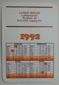Календарі Календари ^/--/^ Календарь 1992 Lothar Muller, Германия (I) ^_^^^ Календар 1992 Lothar Muller, Німеччина (I) - фото фото фото
