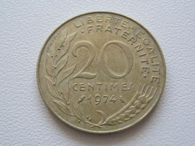 Франція Франция ^/--/^ Франция 20 сантимов 1974 года 24184 ^_^^^ Франція 20 сантимів 1974 24184 - фото фото фото