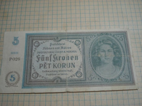 Чехословаччина Чехословакия ^/--/^ 5 /--/ корун 1942 протекторат Чехи і Морава ^_^^^ 1942 протекторат Чехи и Морава - фото фото фото