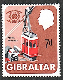 Інші країни Другие страны ^/--/^ Гибралтар  (1967) Международный год туризма. Подвесная канатная дорога ^_^^^ Гібралтар (1967) Міжнародний рік туризму. Підвісна канатна дорога - фото фото фото