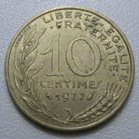 Франція Франция ^/--/^ Франція 10 сантимів 1977 року 42007 ^_^^^ Франция 10 сантимов 1977 года 42007 - фото фото фото