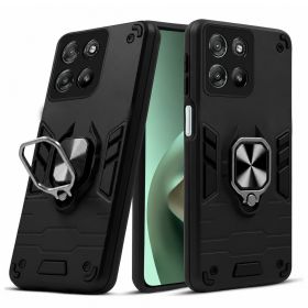 Чохли, бампера Чехлы, бампера ^/--/^ Чохол Fiji Defence для Motorola G /--/ 57 / G /--/ 57 Power протиударний бампер з кільцем підставкою Black - фото фото фото