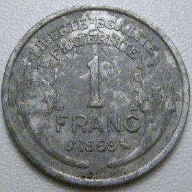 Франція Франция ^/--/^ Франція 1 франк 1959 року 42110 ^_^^^ Франция 1 франк 1959 года 42110 - фото фото фото