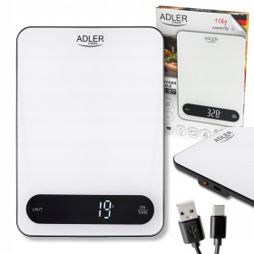 Кухонні ваги Кухонные весы ^/--/^ Кухонні ваги Adler AD 3177 /--/ wb - 10 кг, точність 1 г, сенсорне керування, зарядка USB-C ^_^^^ Кухонные весы Adler AD 3177 /--/ wb - 10 кг, точность 1 г, сенсорное управление, зарядка USB-C - фото фото фото