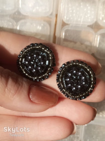 Сережки Серьги ^/--/^ Сережки 17 перлинок на удачу в новому році Блискуча класика - чорні блискучі ^_^^^ Сережки 17 жемчужек на удачу в новом году Блестящая классика - черные блестящие - фото фото фото