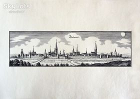Картини, Гравюри, Живопис та Графіка Картины, Гравюры, Живопись и Графика ^/--/^ Старовинна гравюра на папері верже Вид на Дортмунд, 1647, M. Merian ^_^^^ Старинная гравюра на бумаге верже Вид на Дортмунд, 1647, M. Merian - фото фото фото
