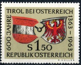 Австрія Австрия ^/--/^ Австрия. 600-летие Тироля в Австрии  (серия)** 1963 г. ^_^^^ Австрія. Герби (серія) 1963 - фото фото фото