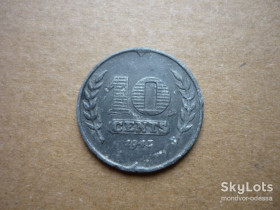 Нідерланди Нидерланды ^/--/^ Нидерланды 10 центов 1943 цинк  дло/1 /--/ н /--/ 2 ^_^^^ Нідерланди 10 центів 1943 цинк дло/1 /--/ н /--/ 2 - фото фото фото