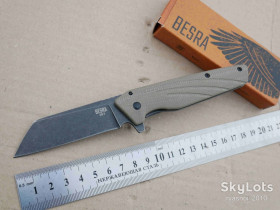 Ножі, мультітули Ножи, мультитулы ^/--/^ OKC® 9000 Besra, Micarta-Titanium, AUS-8 Blackwash, Caged Ceramic Ball Bearing, Flipper, Outdoor, EDC, Frame Lock - фото фото фото