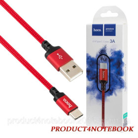 Кабелі Кабели ^/--/^ Кабель HOCO X /--/ 14 Times Speed USB to Type-C 3 /--/ A, 1 /--/ m, nylon, aluminum connectors, Black-Red - фото фото фото