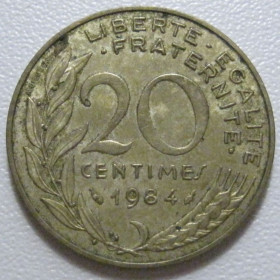 Франція Франция ^/--/^ Франція 20 сантимів 1984 року 43626 ^_^^^ Франция 20 сантимов 1984 года 43626 - фото фото фото