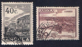 Ангола Ангола ^/--/^ Ангола  (1949) Португальская колония. Местные виды. Черные скалы в Пунго Андонго, Луанда ^_^^^ Ангола (1949) Португальська колонія. Місцеві види. Чорні скелі в Пунго Андонго, Луанда - фото фото фото