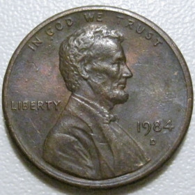 Обігові Обиходные ^/--/^ США 1 цент 1984 року D #40133 ^_^^^ США 1 цент 1984 года D #40133 - фото фото фото