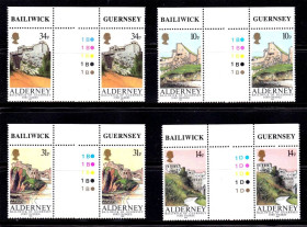 Великобританія Великобритания ^/--/^ Олдерни / Alderney  1986 г MNH - архитектура - замки , крепости - г/пары ^_^^^ Олдерні / Alderney 1986 р MNH - архітектура - замки, фортеці - г/пари - фото фото фото