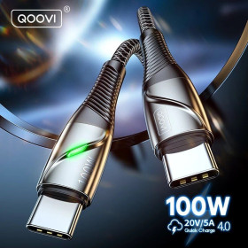 Кабелі Кабели ^/--/^ Кабель QOOVI 100 Вт USB C - USB Type C Быстрая зарядка PD 4.0  Длинна 1 /--/ м ^_^^^ Кабель QOOVI 100 Вт USB C - USB Type C Швидка зарядка PD 4.0 Довжина 1 /--/ м - фото фото фото