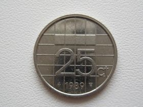 Нідерланди Нидерланды ^/--/^ Нидерланды 25 центов 1989 года 23319 ^_^^^ Нідерланди 25 центів 1989 23319 - фото фото фото