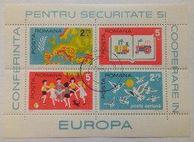 Румунія Румыния ^/--/^ Румыния 1975 Совещание по безопасности и сотрудничеству в Европе, блок, гашеный ^_^^^ Румунія 1975 Нарада з безпеки і співробітництва в Європі, блок, гашений - фото фото фото