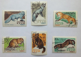 СРСР - СССР - ^/--/^ СССР 1967 Животные, фауна, лисица, песец, гашеные ^_^^^ СРСР 1967 Тварини, фауна, лисиця, песець, гашені - фото фото фото